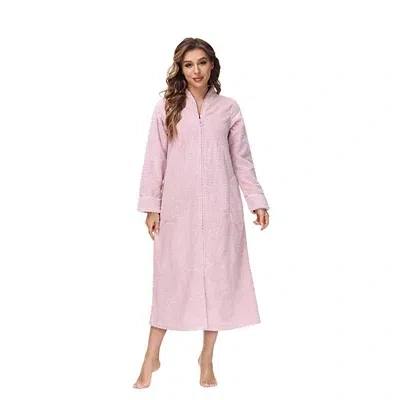 Kirkland's Large Plush Pink Front Zipper Bathrobe