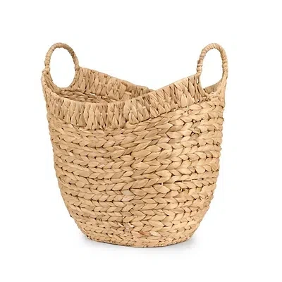 Kirkland's Large Woven Trim Water Hyacinth Basket In Brown