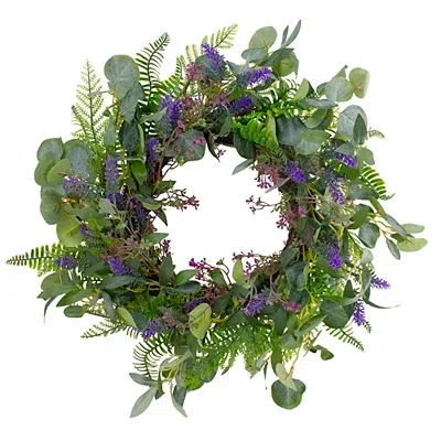 Kirkland's Lavender And Catnip Wild Floral Wreath In Green