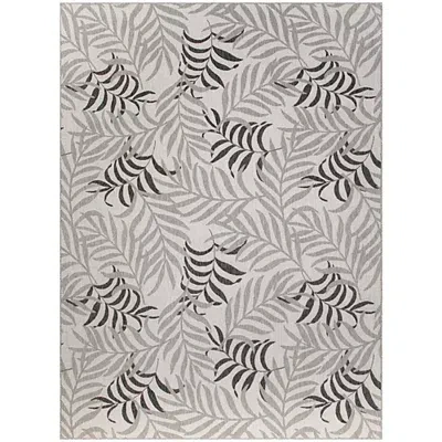 Kirkland's Leaf Garden Oasis Outdoor Rug In Gray