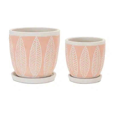 Kirkland's Leaf Porcelain Planters In Pink