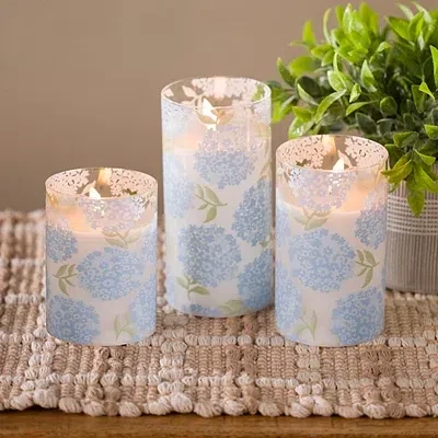 Kirkland's Led Blue Hydrangea Pillar Candles