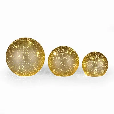 Kirkland's Led Champagne Sparkle Ombre Glass Orbs In Gold