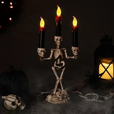 Kirkland's Led Dripping Skeleton Halloween Candelabra In Multi