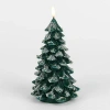 Kirkland's Led Flocked Tree Pillar Candle In Green