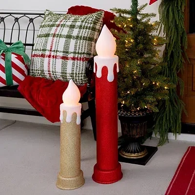 Kirkland's Led Gold Glitter Blow Mold Outdoor Candle