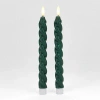 Kirkland's Led Green Twisted Taper Candles In Green