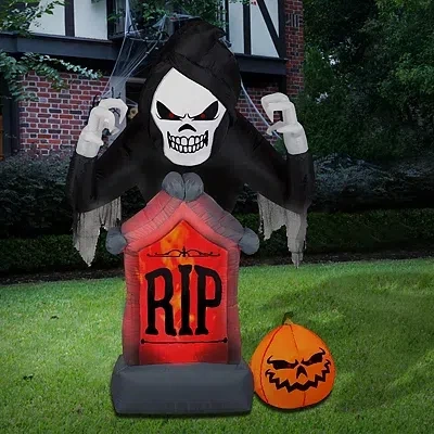 Kirkland's Led Grim Reaper Outdoor Halloween Inflatable In Multi
