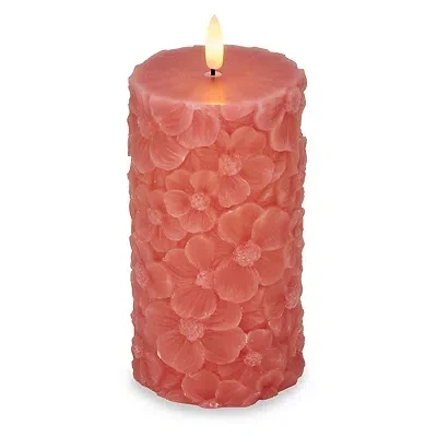 Kirkland's Led Mauve Floral Shaped Pillar Candle In Pink