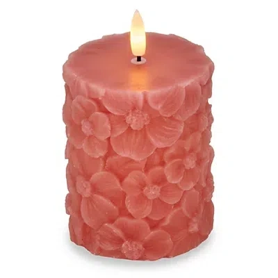 Kirkland's Led Mauve Floral Shaped Pillar Candle In Pink