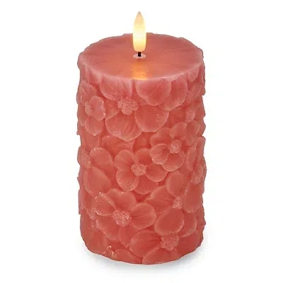 Kirkland's Led Mauve Floral Shaped Pillar Candle In Pink