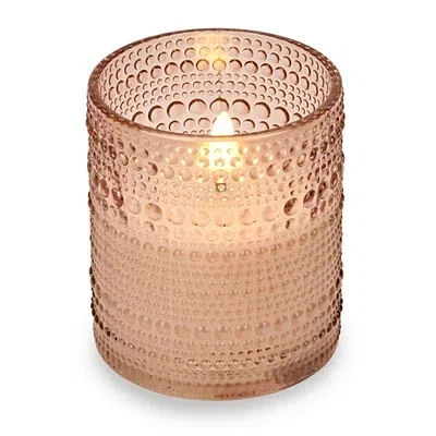 Kirkland's Led Mauve Hobnail Glass Pillar Candle In Pink
