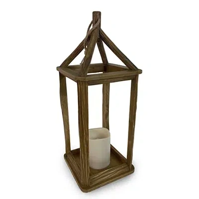 Kirkland's Led Pinewood Lantern In Brown