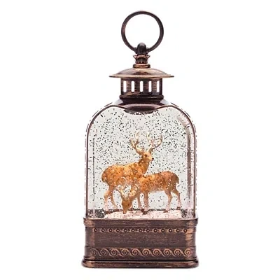 Kirkland's Led Reindeer Lantern Snow Globe In Brown