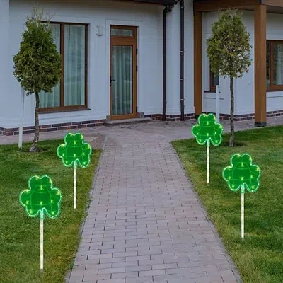 Kirkland's Led Shamrock Outdoor Lawn Stakes In Multi