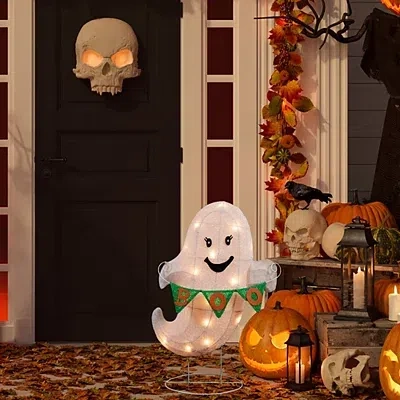 Kirkland's Led White Ghost Boo Banner Halloween Outdoor Décor In Multi
