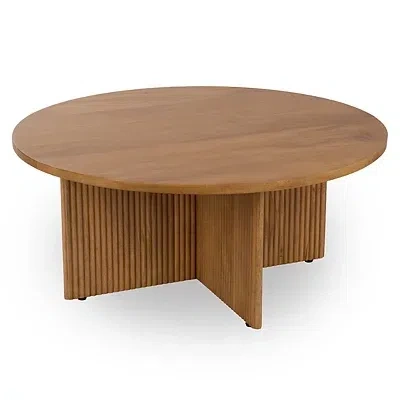 Kirkland's Leighton Natural Ribbed Wood Coffee Table In Brown