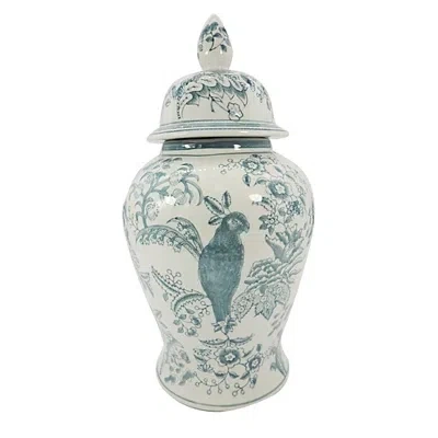 Kirkland's Light Blue And White Ceramic Chinoiserie Jar