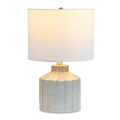 Kirkland's Light Blue Glazed Ceramic Table Lamp In White