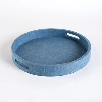 Kirkland's Light Blue Linen Round Decorative Tray