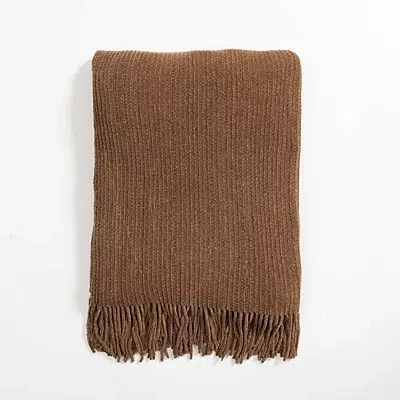Kirkland's Light Brown Chenille Ribbed Throw