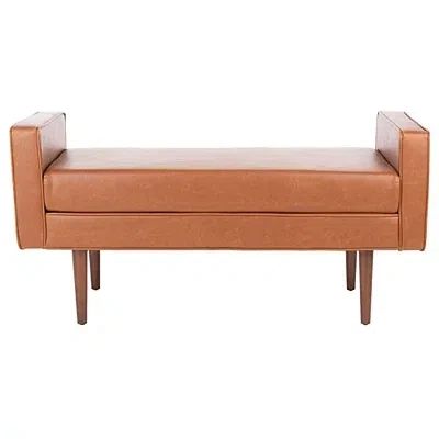 Kirkland's Light Brown Faux Leather Henrie Bench