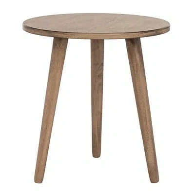 Kirkland's Light Brown Wood Round Scandinavian End Table