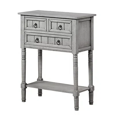 Kirkland's Light Gray 3-drawer Turned Legs Accent Table