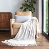 Kirkland's Light Gray Herringbone Throw With Fringe In Gray