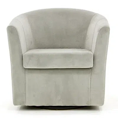 Kirkland's Light Gray Swivel Barrel Accent Chair