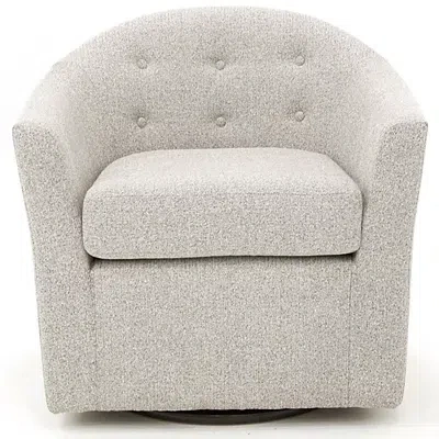 Kirkland's Light Gray Tufted Swivel Barrel Accent Chair