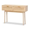 Kirkland's Light Oak Rattan And Wood Console Table In Neutral