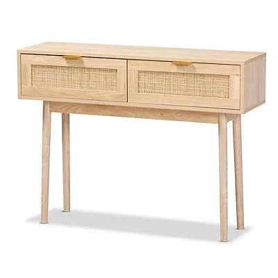 Kirkland's Light Oak Rattan And Wood Console Table In Neutral