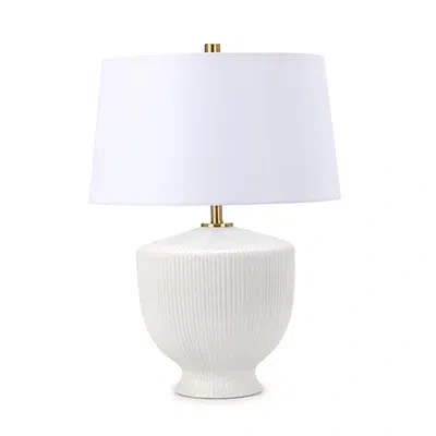 Kirkland's Lily White Ribbed Ceramic Table Lamp