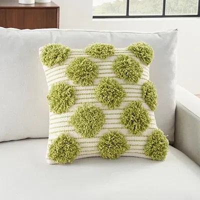 Kirkland's Lime Green Tufted Pom Poms Throw Pillow In Multi
