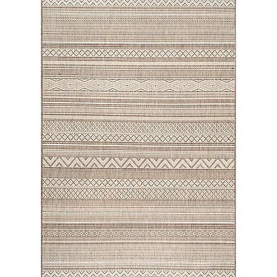 Kirkland's Linda Tan Geometric Indoor/outdoor Area Rug In Brown