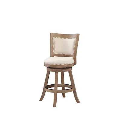 Kirkland's Linen And Driftwood Nailhead Swivel Counter Stool In Brown