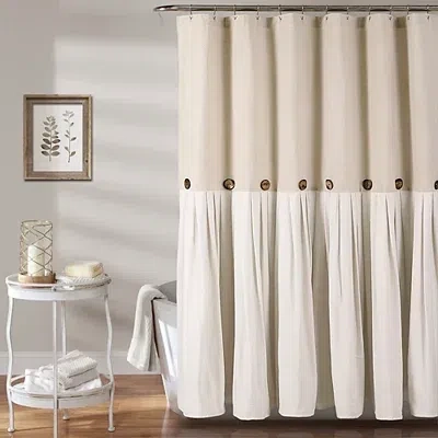 Kirkland's Linen Button Shower Curtain In Brown