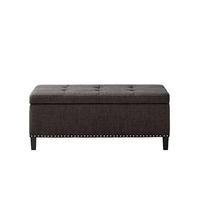 Kirkland's Linen Button Tufted Storage Bench In Black