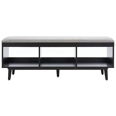 Kirkland's Linen Norma Open Shelf Black Bench In Gray