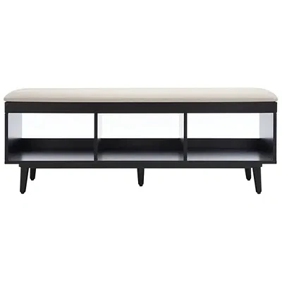 Kirkland's Linen Norma Open Shelf Black Bench In White