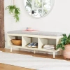 Kirkland's Linen Norma Open Shelf White Bench In Gray