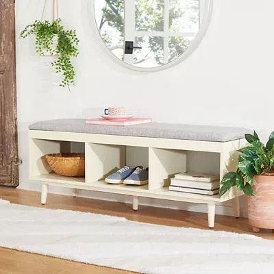 Kirkland's Linen Norma Open Shelf White Bench In Gray