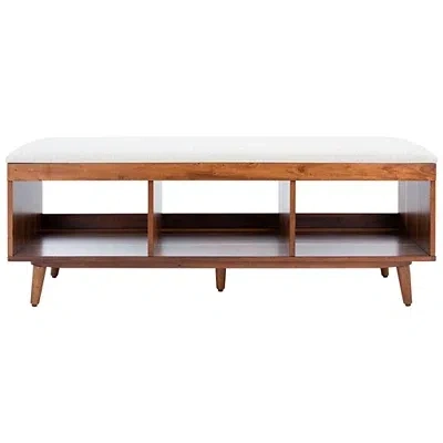 Kirkland's Linen Norma Open Shelf Wood Bench In White