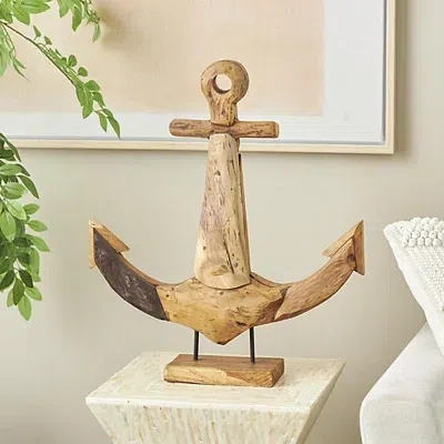 Kirkland's Live Edge Teak Wood Anchor Statue In Brown