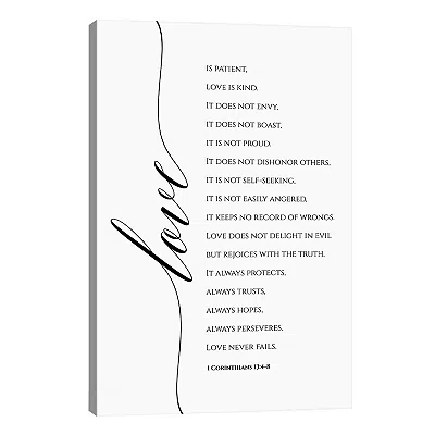 Kirkland's Love Is Corinthians 13:4-8 Canvas Art Print In White