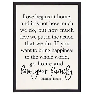 Kirkland's Love Your Family Framed Wall Plaque In Black