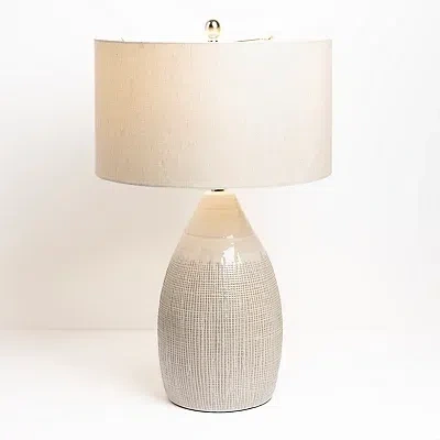 Kirkland's Luca Cream Ceramic Table Lamp In White