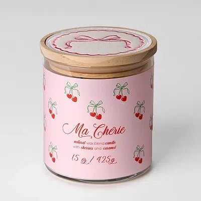 Kirkland's Ma Cherie Embroidered Bow 2-wick Jar Candle In Pink