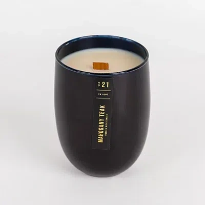 Kirkland's Mahogany Teak Wood Wick Jar Candle In Black